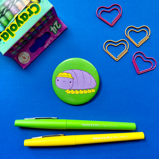 Roland the Rolly Polly Button Pin