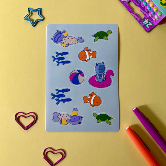 The Yeti's Go Swimming - Sticker Sheet